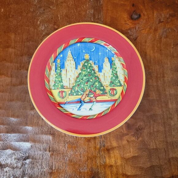 Sango Christmas Salad Dessert Plates Christmastime in City C. Fischer Set of 12 - Picture 2 of 7